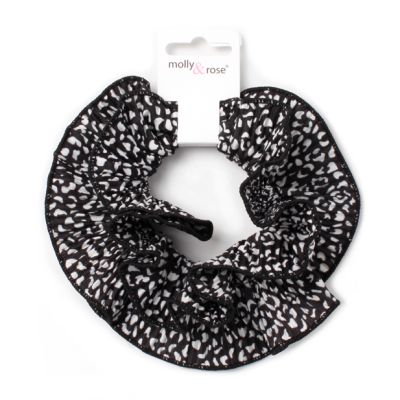 Extra Large - Double layered black and white animal print scrunchie.Dia.15cm