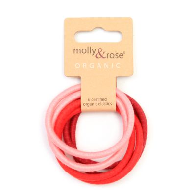 Organic cotton elastics - Reds - Card of 6 - 4mm thick