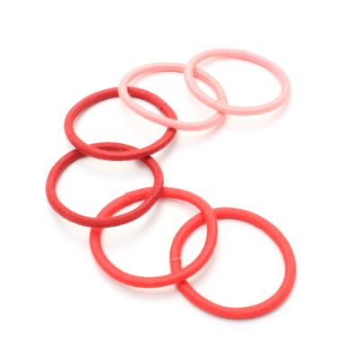Organic cotton elastics - Reds - Card of 6 - 4mm thick
