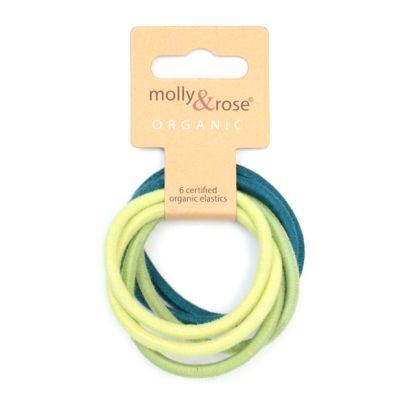Organic cotton elastics - Greens - Card of 6 - 4mm thick