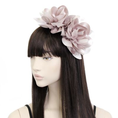 Large Champagne Grey double flower on an aliceband