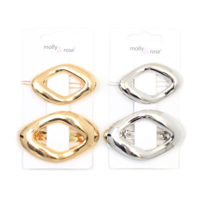 Irregular oval shaped metal hairslides
