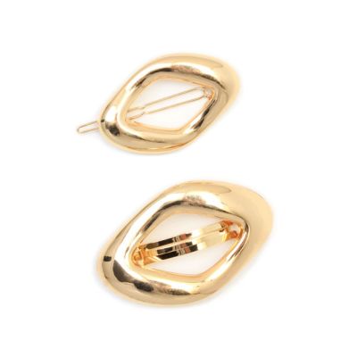 Irregular oval shaped metal hairslides