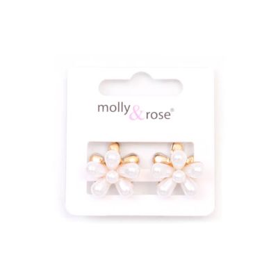 Pair of pearl bead flower mini clamps 1.5cm