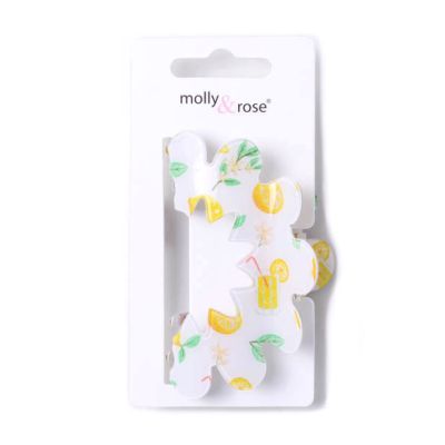 Lemon print zigzag clamp 8cm