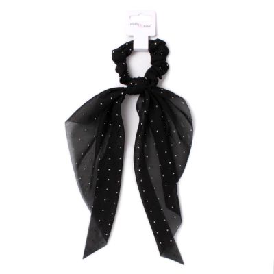 Black scrunchie with tails and diamante detail