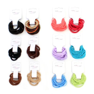 Clip strip of assorted elastics