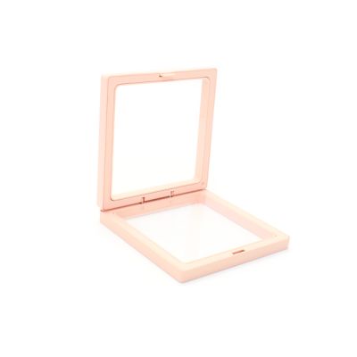Pale Pink plastic PE film box with sleeve. 11x11x2.1cm