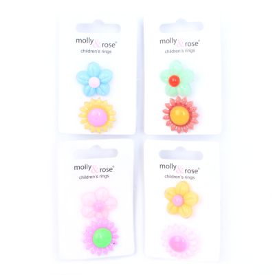 Card of 2 assorted childrens flower rings