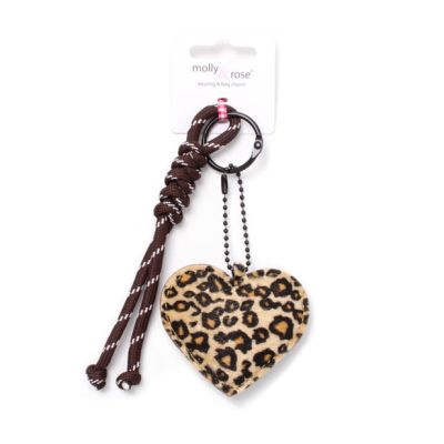 Leopard print heart keyring / bag charm