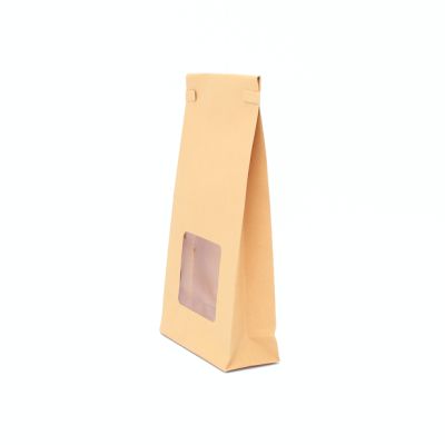 20.5x11x4cm. Kraft paper bag with window & wire fold top