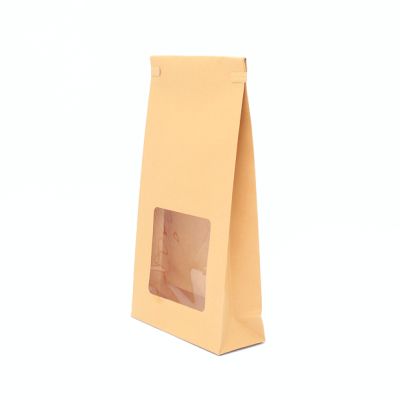 23.5x13x4.5cm. Kraft paper bag with window & wire fold top