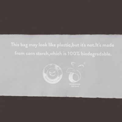 25x4cm. Compostable bag with adhesive strip