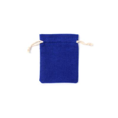 12x9.5cm. Blue cotton rich drawstring bag