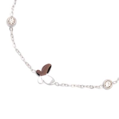 Butterfly and crystal charm anklet