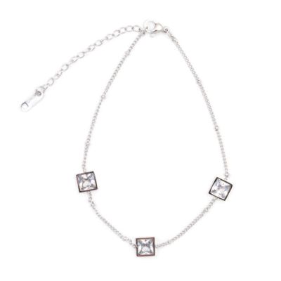 Delicate ankle chain with square set crystals