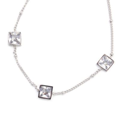Delicate ankle chain with square set crystals