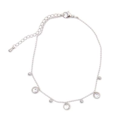 Silver bead anklet with small charms