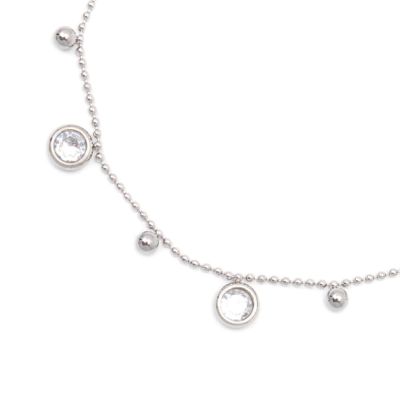 Silver bead anklet with small charms