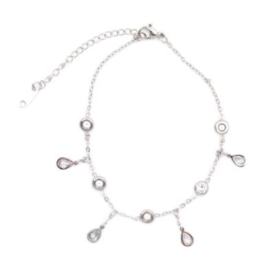 Crystal teardrop charm anklet
