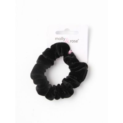 Small - Black velvet scrunchie. Dia.7cm