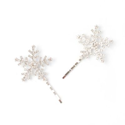 Card of 2 Crystal Snowflake grips. 5.5cm