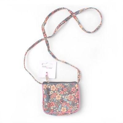 Floral print purse with shoulder strap 10x8cm