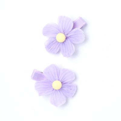 Card of 2 chiffon flower beak clips 5cm