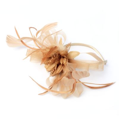 Style Elsie. Gold looped fascinator on an aliceband