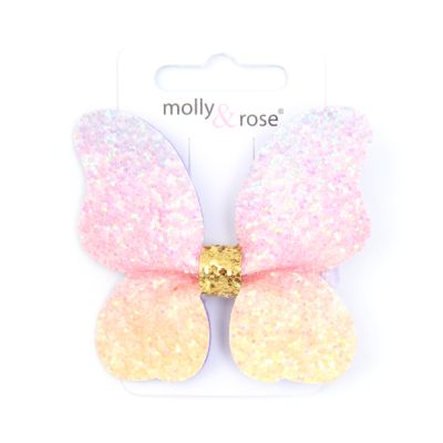 Rainbow glitter butterfly hair clips 5cm