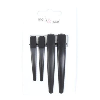 Card of 4 black beak clips - 2 small + 2 large