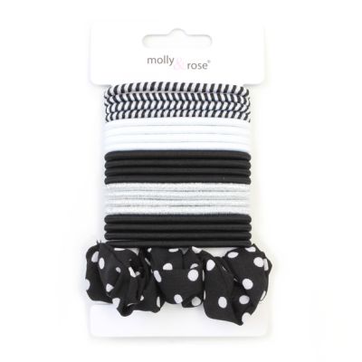 Black and white elastics & scrunchie set