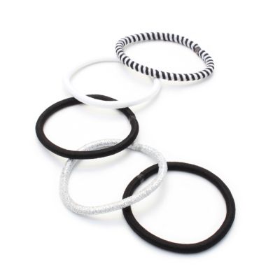 Black and white elastics & scrunchie set