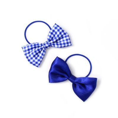 Card of 2 recycled bow elastics in Royal blue