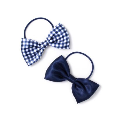 Card of 2 recycled bow elastics in Navy