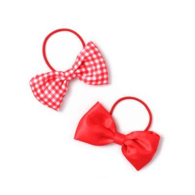 Card of 2 recycled bow elastics in Red