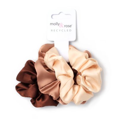 Small - Card of 3 tonal brown scrunchies. Dia.7cm