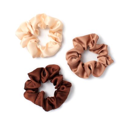 Small - Card of 3 tonal brown scrunchies. Dia.7cm