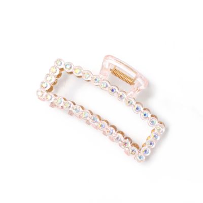 Recycled transparent pink clamp with crystals 8cm