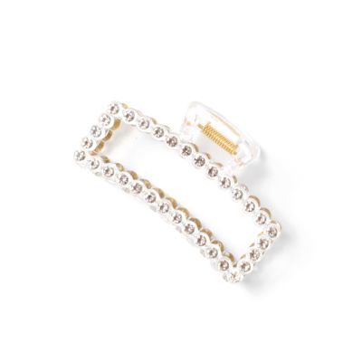 Recycled clear clamp with crystals 8cm