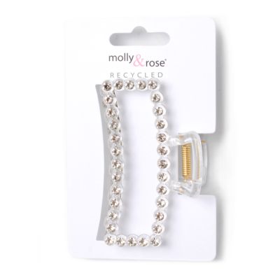 Recycled clear clamp with crystals 8cm