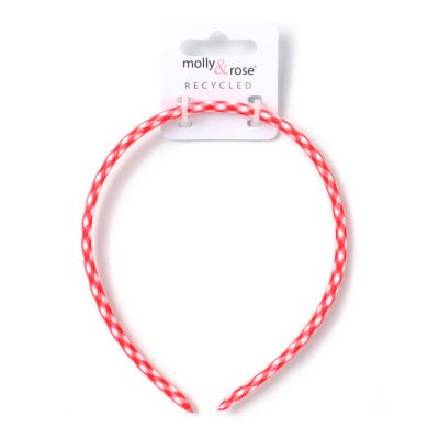 1cm wide recycled Red gingham aliceband
