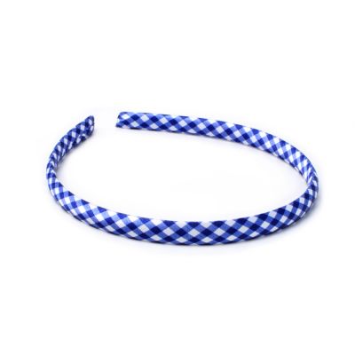 1cm wide Recycled Royal Blue gingham aliceband