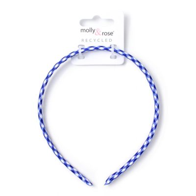 1cm wide Recycled Royal Blue gingham aliceband
