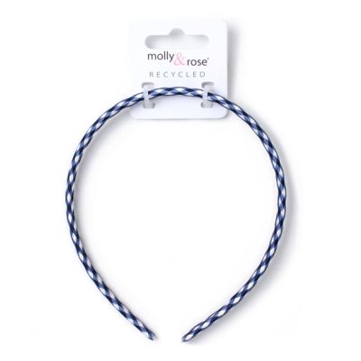 1cm wide Recycled Navy gingham aliceband