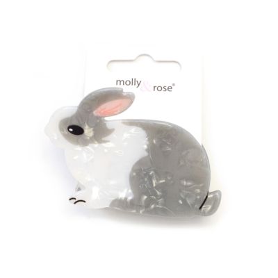 Pearlescent rabbit shaped hair clamp 7cm
