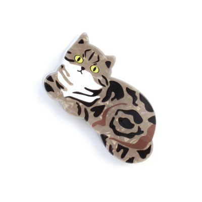 Pearlescent cat shaped hair clamp 8cm