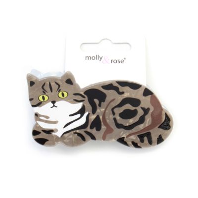 Pearlescent cat shaped hair clamp 8cm