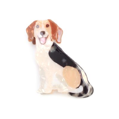 Pearlescent dog shaped hair clamp 8cm
