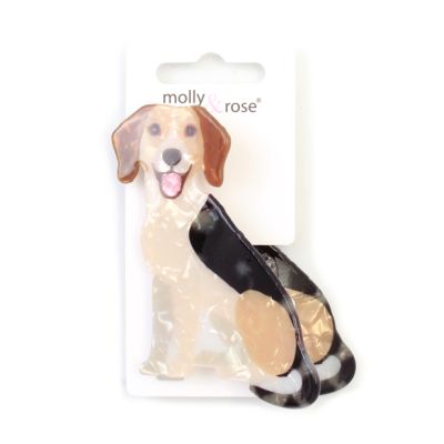 Pearlescent dog shaped hair clamp 8cm